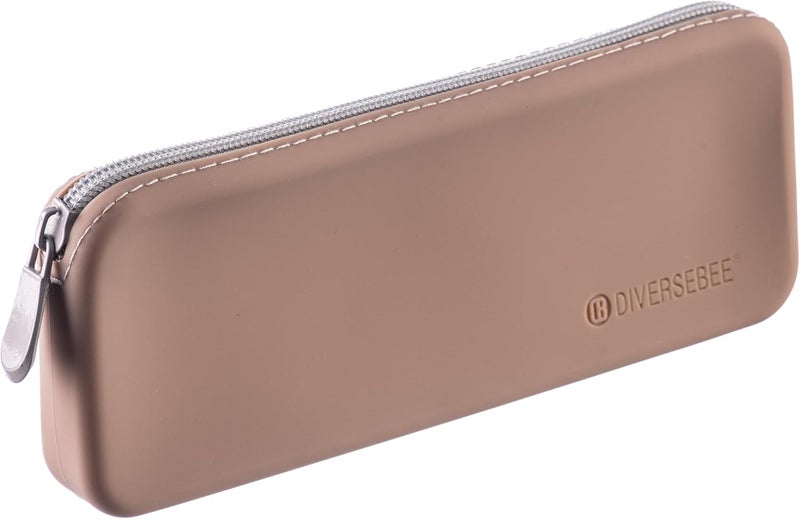 DIVERSEBEE Soft Silicone Pencil Case, Aesthetic Pencil Pouch with Zipper, Cute Pen Bag for School, Bible Journaling Supplies and Accessories, Pencil Organizer (Almond) - Image 1